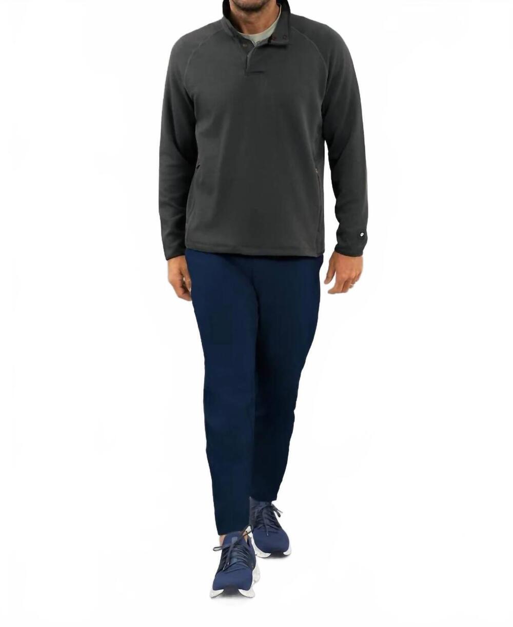 NEW IBKUL waffle knit 1/4 snap pullover sweatshirt in black heather